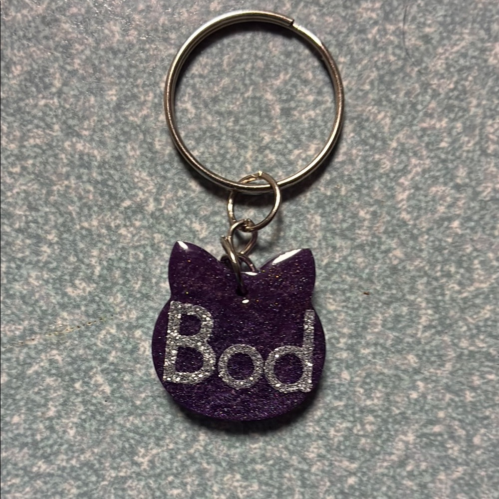 Purple Cat-Shaped Keyring 🆔 Tag
